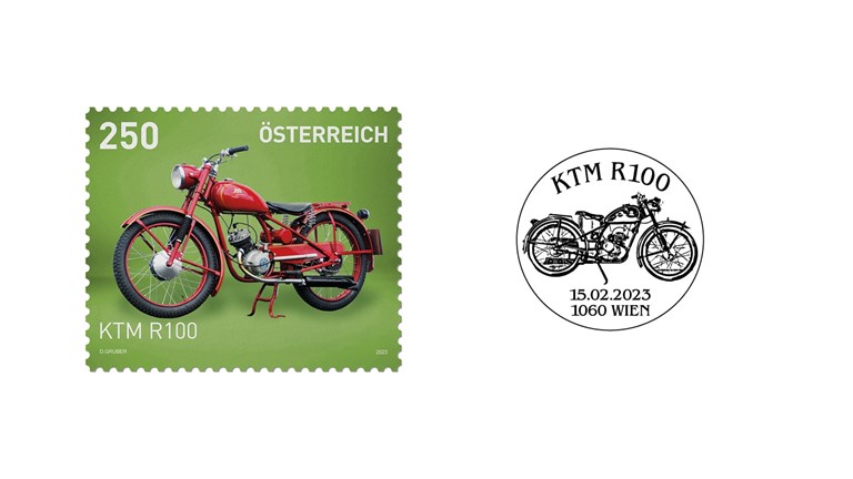 Commemorative stamp KTM R100 - PostAG