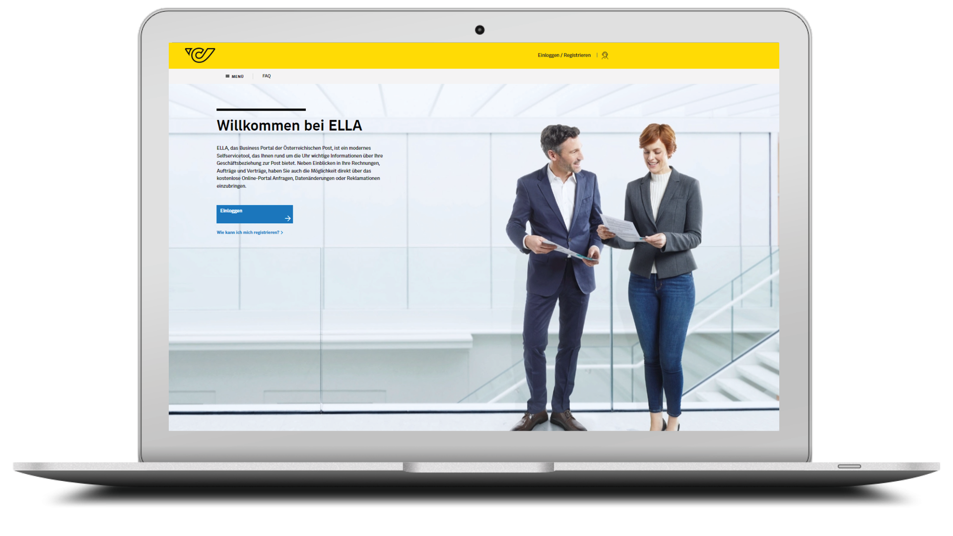 Laptop with ELLA homepage