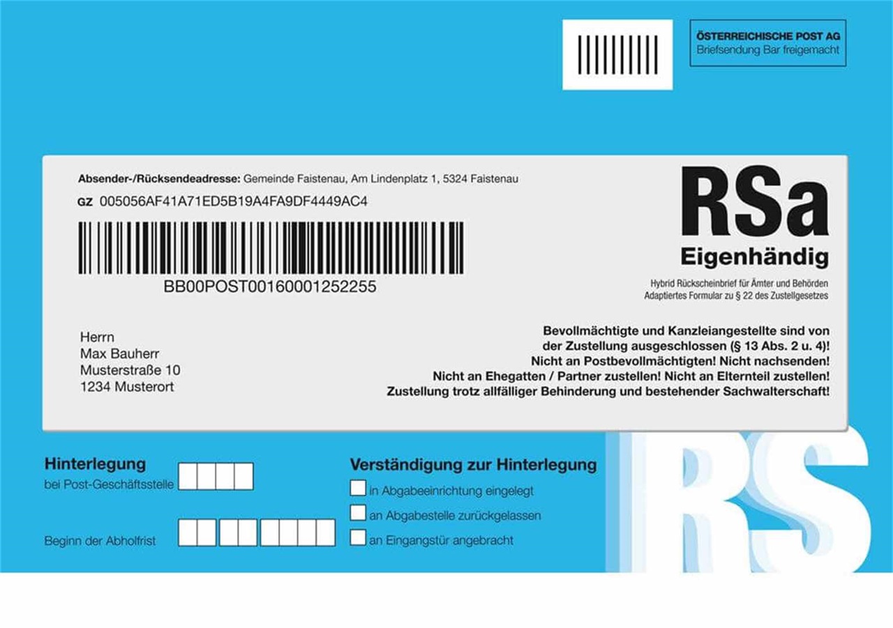 Letters from the authorities (RSa/RSsb) - PostAG